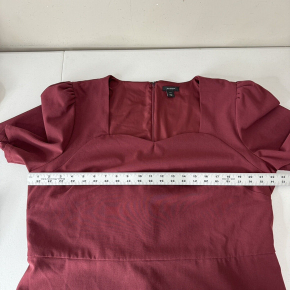 Halogen Womens Dress XXL Burgundy Midi Shift Cocktail Retro Modest Office Chic - Picture 5 of 12